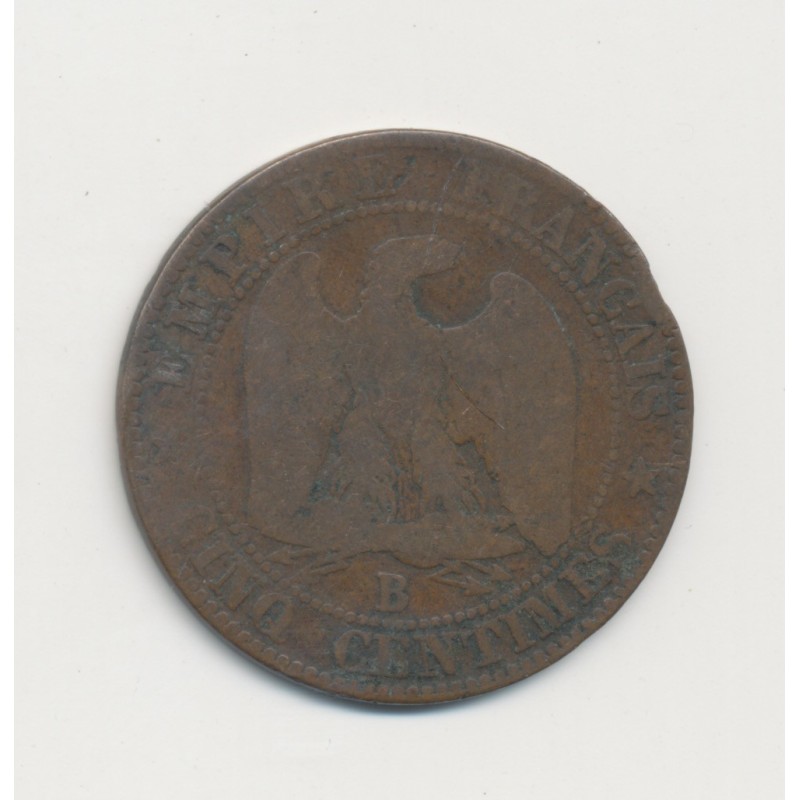 5 Centimes - 1853 B Rouen - Napoléon III Tête nue - TB
