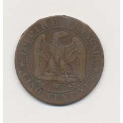 5 Centimes - 1863 BB Strasbourg - Napoléon III Tête laurée - B/TB 2