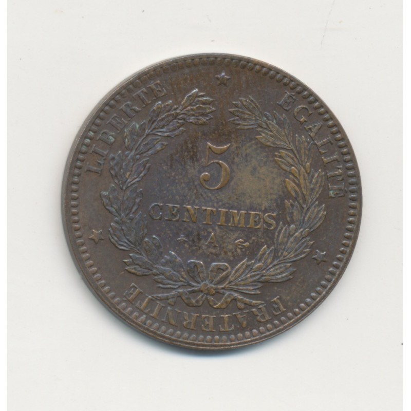 5 Centimes - 1871 A Paris - grand A - Cérès - SUP+