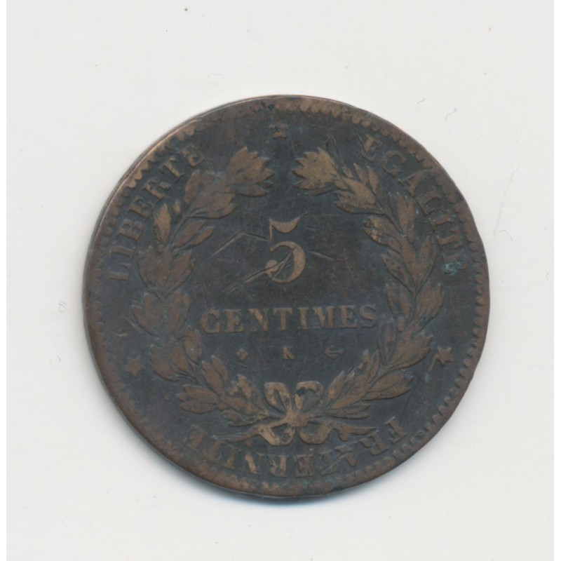 5 Centimes - 1874 K Bordeaux - Cérès - TB