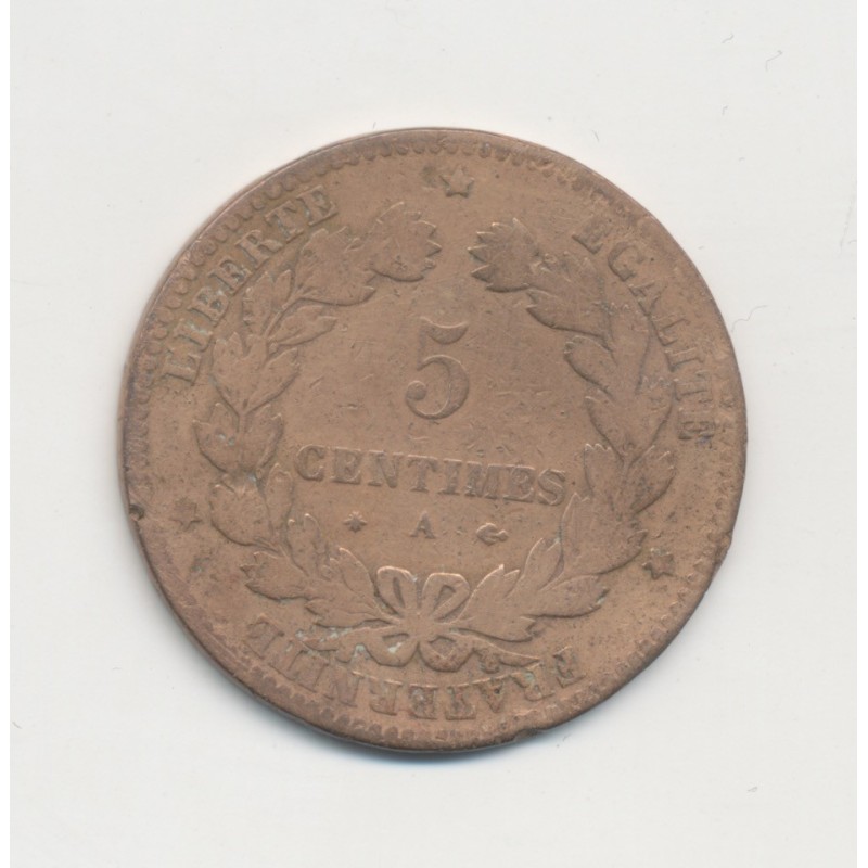 5 Centimes - 1877 A Paris - Cérès - B/TB