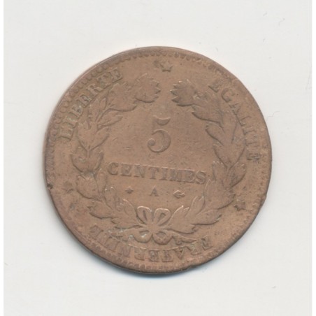 5 Centimes - 1877 A Paris - Cérès - B/TB