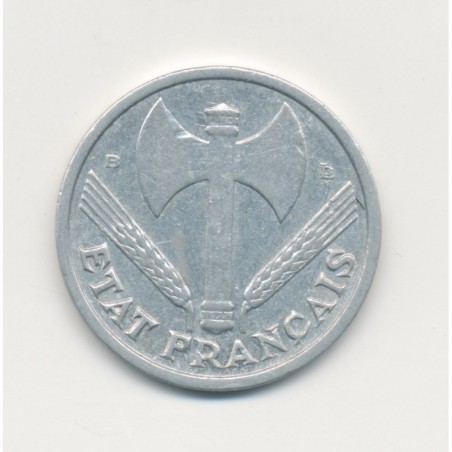 1 Franc Francisque - 1943 B - légère - alu - TTB