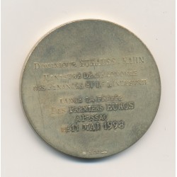 Médaille - DSK visite Monnaie de Paris - Lancement Premiers Euros - 1998 - 41mm 2