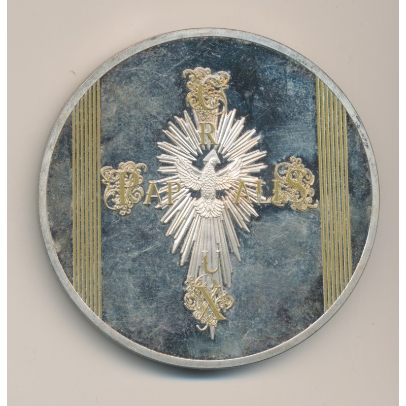 Médaille - Pape François avec croix - couleur - 70mm