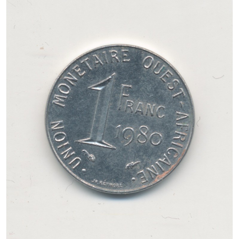 Union monétaire Ouest Africain - 1 Franc - 1980 - acier inox - TTB+