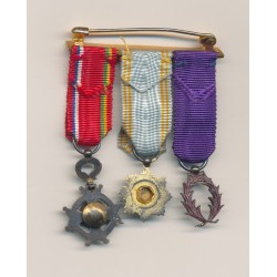 Barette 3 Décorations - Palme académique officier - Etoile anjouan chevalier - mérite centrafricain - réduction 2