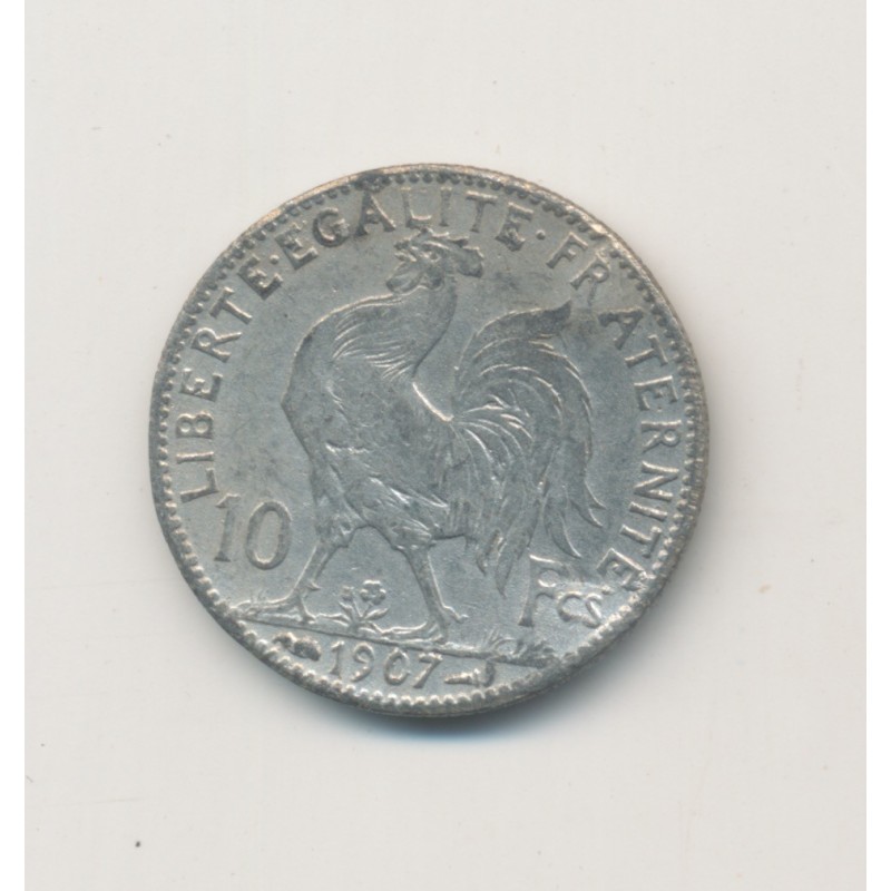 10 Francs Coq Marianne - 1907 - Faux en platine - 1,5g - TTB