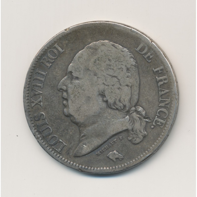 5 Francs Louis XVIII - Buste nu - 1817 L Bayonne - argent - TB