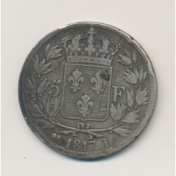 5 Francs Louis XVIII - Buste nu - 1817 L Bayonne - argent - TB 2