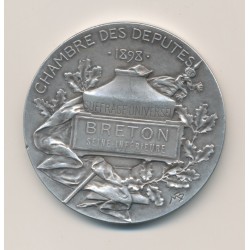 Médaille - Chambre des députés - 1898 - Seine inférieure - République française - argent 65g - 50mm - TTB+ 2