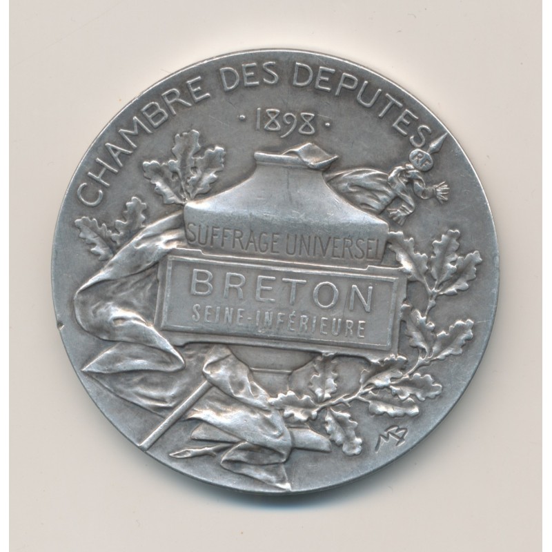 Médaille - Chambre des députés - 1898 - Seine inférieure - République française - argent 65g - 50mm - TTB+