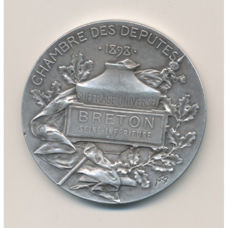 Médaille - Chambre des députés - 1898 - Seine inférieure - République française - argent 65g - 50mm - TTB+