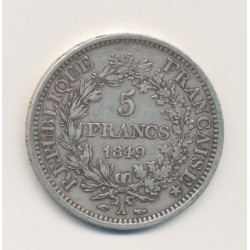 5 Francs hercule - 1849 A Paris - 2e République - TB+ 2