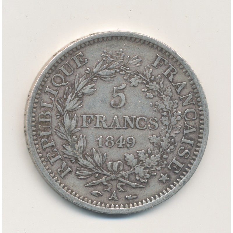 5 Francs hercule - 1849 A Paris - 2e République - TB+