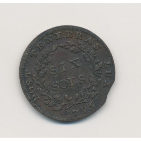Suisse - 6 Sols 1795 - Canton de Genève - bronze - TTB+