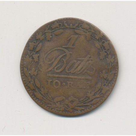 Suisse - 1 Batz 1805 - Canton de vaud - cuivre - TB+
