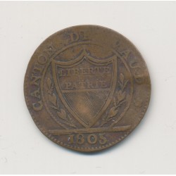Suisse - 1 Batz 1805 - Canton de vaud - cuivre - TB+ 2