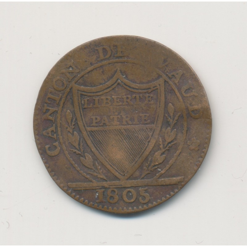 Suisse - 1 Batz 1805 - Canton de vaud - cuivre - TB+