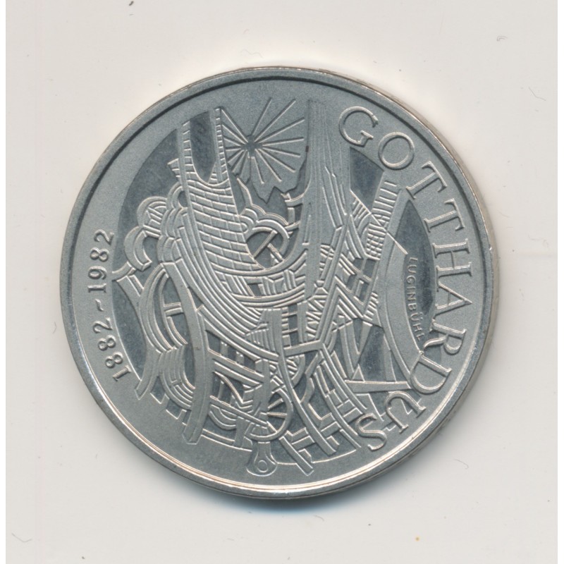 Suisse - 5 Francs 1982 - 100e anniversaire du chemin de fer du Gothard - cupronickel - SPL