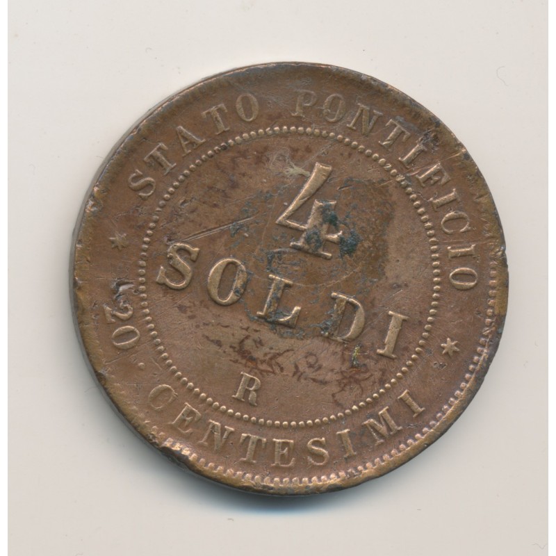 Vatican - 4 Soldi - 1867 R - cuivre - TTB