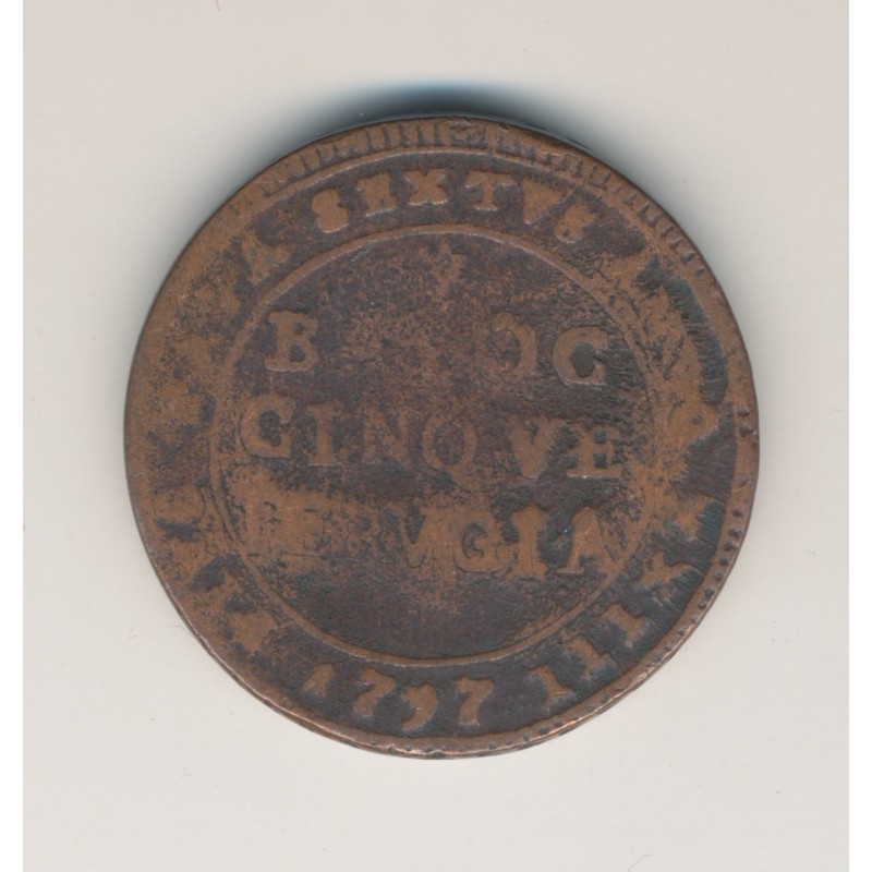 Vatican - 5 Baiocchi 1797 Rome - Pi VI - Perugia - bronze - TB