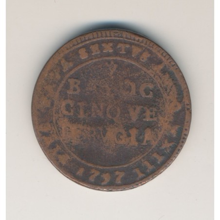 Vatican - 5 Baiocchi 1797 Rome - Pi VI - Perugia - bronze - TB