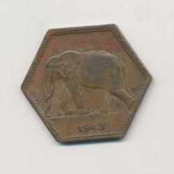 Congo Belge - 2 Francs 1943 - éléphant - Laiton - TTB 