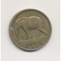 Congo Belge - 2 Francs 1946 - éléphant - Laiton - TTB 