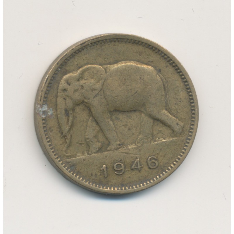 Congo Belge - 2 Francs 1946 - éléphant - Laiton - TTB 