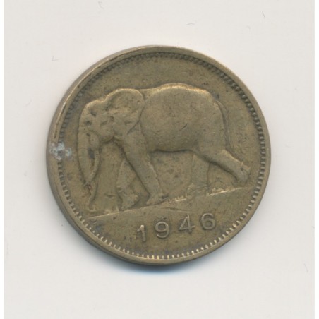 Congo Belge - 2 Francs 1946 - éléphant - Laiton - TTB 