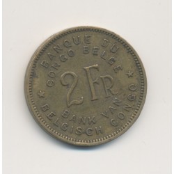 Congo Belge - 2 Francs 1946 - éléphant - Laiton - TTB  2