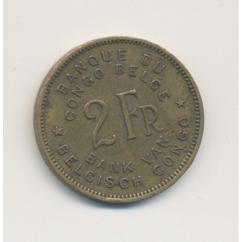 Congo Belge - 2 Francs 1946 - éléphant - Laiton - TTB 