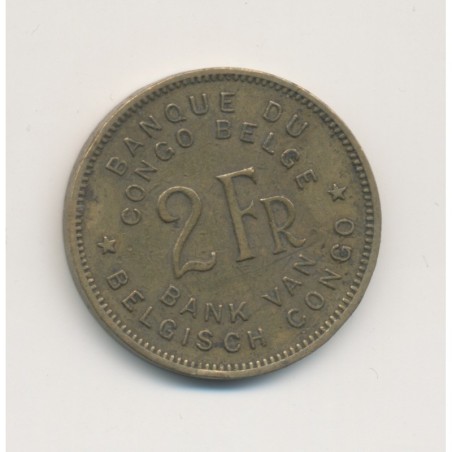 Congo Belge - 2 Francs 1946 - éléphant - Laiton - TTB 