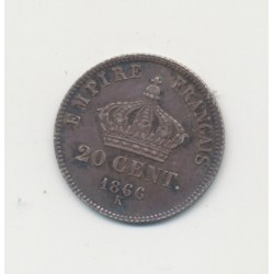 20 centimes Napoléon III - 1866 K Bordeaux - Tête laurée - SUP+ 2