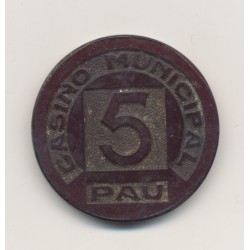 Jeton - Casino municipal Pau 5 - bois - TTB 2