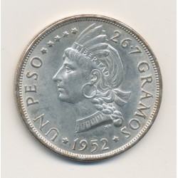 République Dominicaine - 1 Peso 1952 - argent - TTB+/SUP