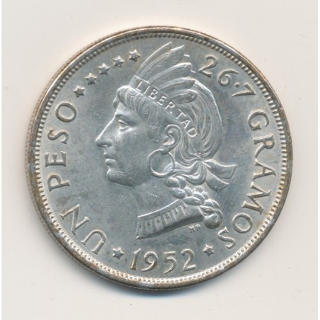 République Dominicaine - 1 Peso 1952 - argent - TTB+/SUP