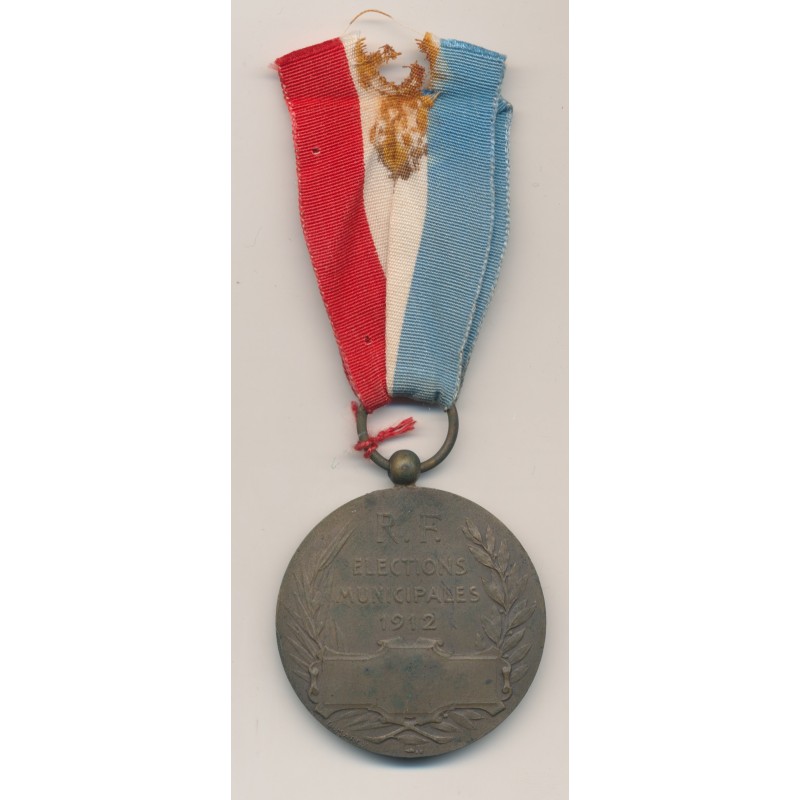 Médaille - Élections municipales 1912 - bronze - 41mm - TTB