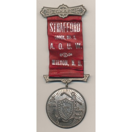 Médaille Maçonnique - Loge Strafford - ruban rouge et noir - Missouri - Etats-Unis