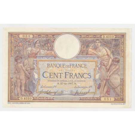 100 Francs Luc Olivier Merson - 27.10.1917 - TTB/TTB+