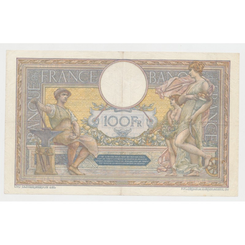 100 Francs Luc Olivier Merson - 11.07.1921 - TTB/TTB+