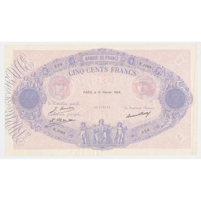 500 Francs Bleu et Rose - 13.2.1928 - R.1069 - TTB+