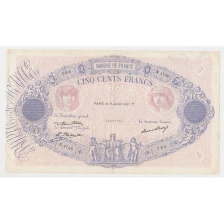 500 Francs Bleu et Rose - 9.7.1931 - N.1736 - TB/TTB