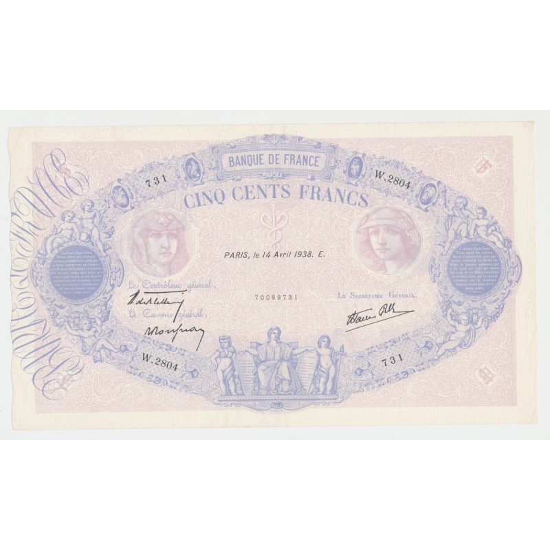500 Francs Bleu et Rose - 14.4.1938 - 14.4.1938 - W.2804 - TTB+