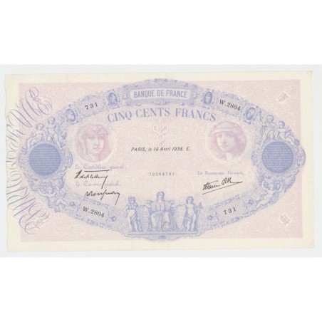 500 Francs Bleu et Rose - 14.4.1938 - 14.4.1938 - W.2804 - TTB+