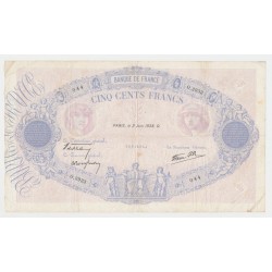500 Francs Bleu et Rose - 2.6.1938 - O.2933 - TTB