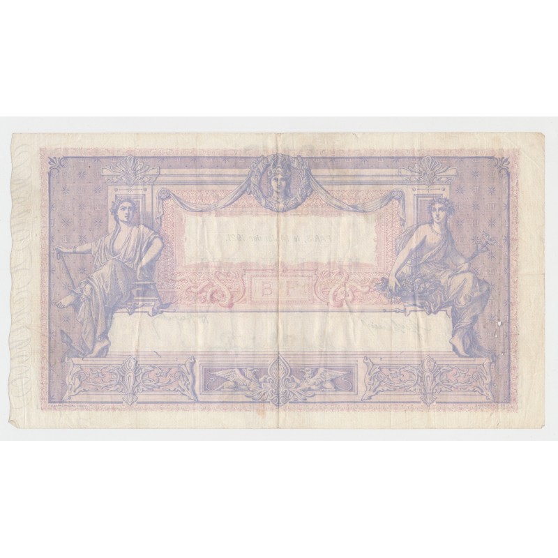 1000 Francs bleu et Rose - 14.1.1921 - J.1491 - TB/TB+