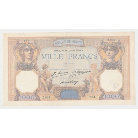 1000 Francs Cérès et mercure - 23.1.1930 - Z.835 - TTB+