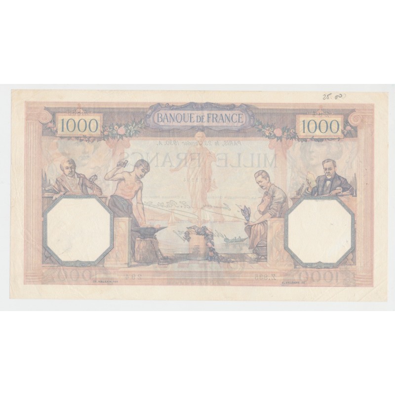 1000 Francs Cérès et mercure - 23.1.1930 - Z.835 - TTB+